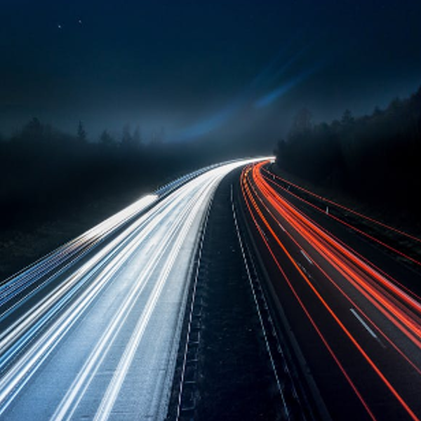 Light Trails on Highway at Night